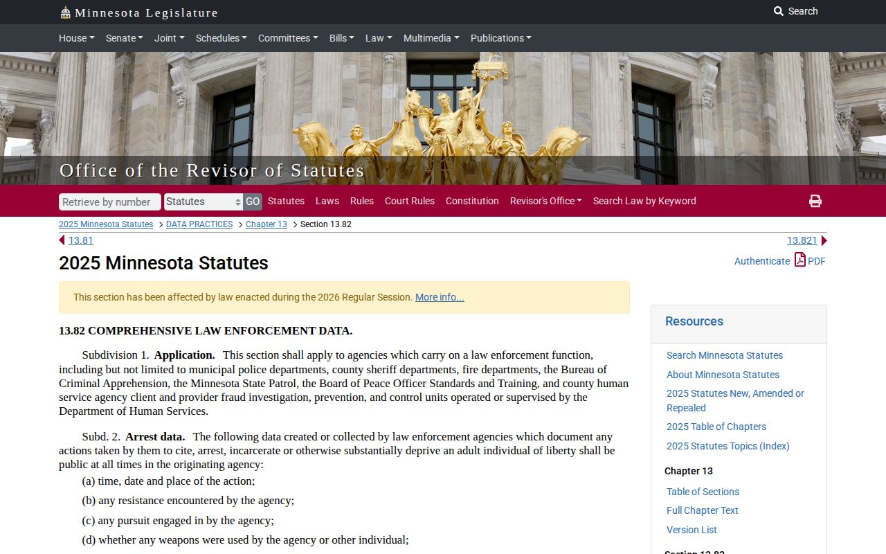 Minnesota law on Marshall County booking photographs and arrest record access